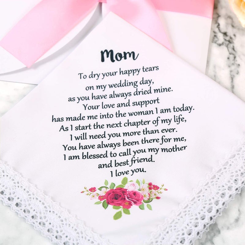 TRULIVA Wedding Handkerchief for Bride's Mother, Mom Wedding Gift from Daughter, Keepsake Hankie for Mother (Mom) - Image 3